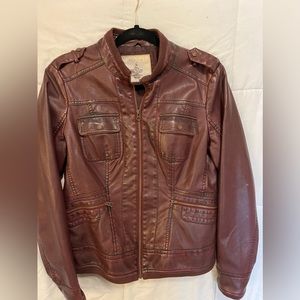 Burgundy faux leather jacket